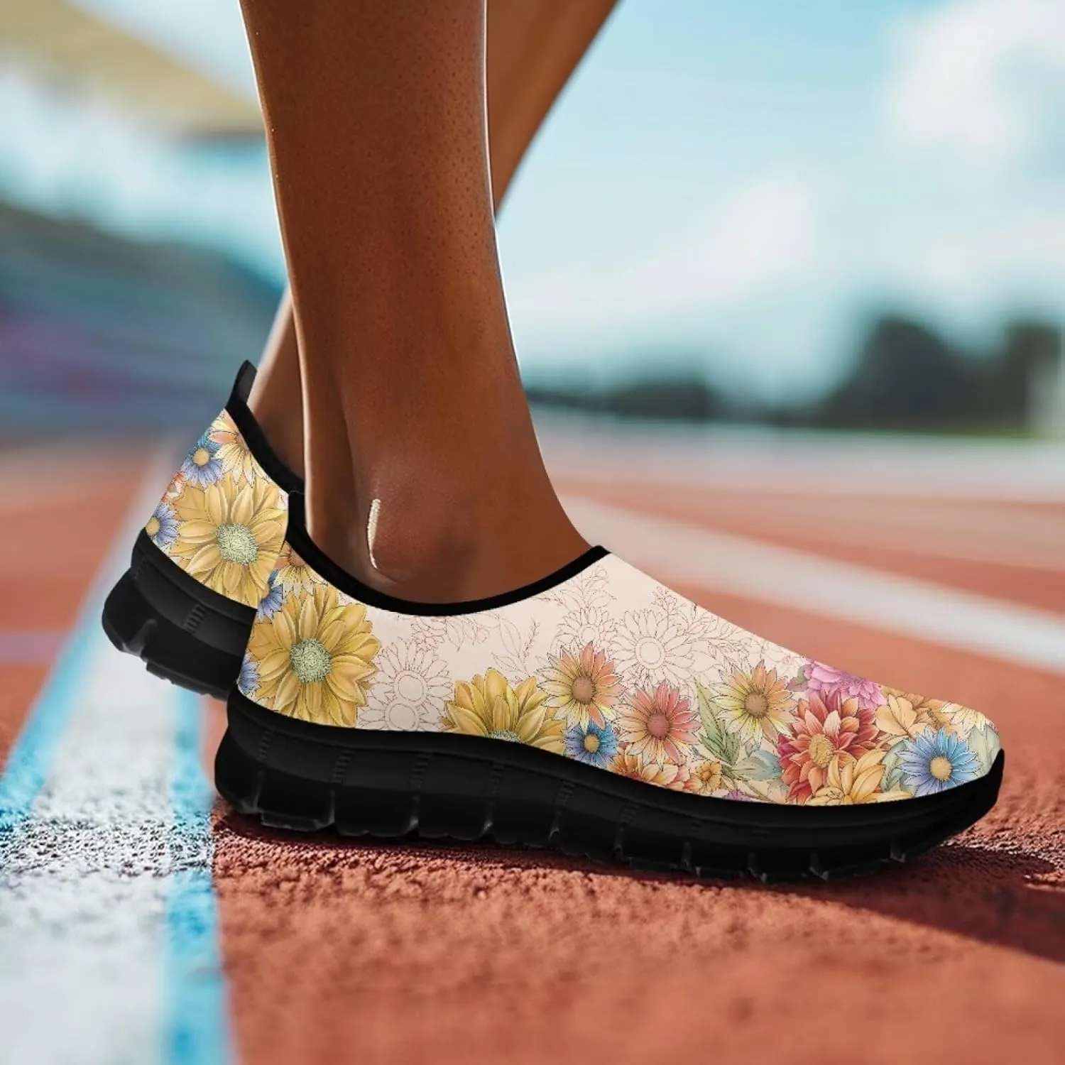Hummingbirds Print Soft Loafers for Women Casual Trekking Mesh Shoes Non-Slip Walking Flat Shoes for All Seasons