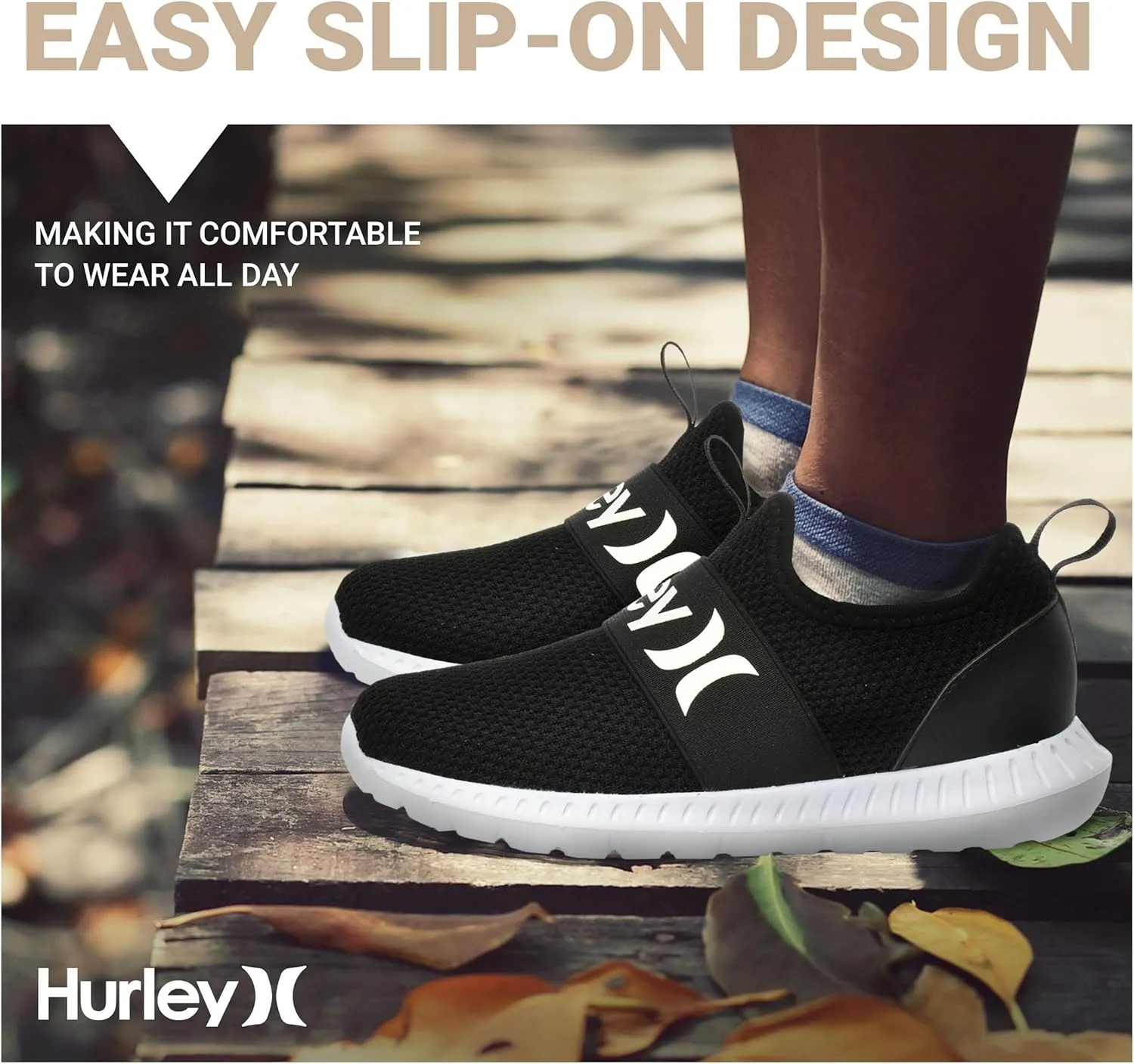 Hurley Camby Kids Slip On Canvas Sneakers – Low Cut Skateboarding Shoes for Kids, Running, Walking, Breathable Sports Shoes for Boys and Girls