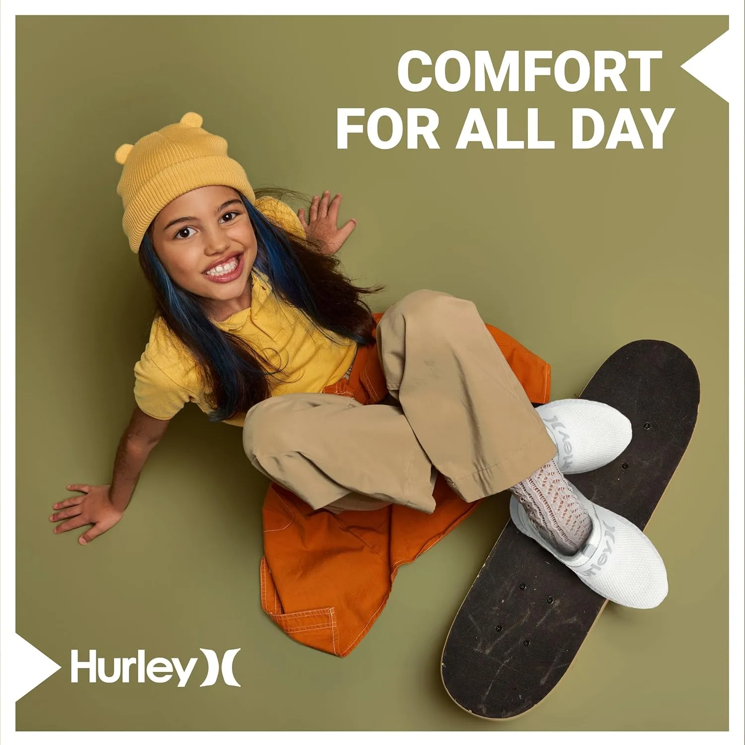 Hurley Camby Kids Slip On Canvas Sneakers – Low Cut Skateboarding Shoes for Kids, Running, Walking, Breathable Sports Shoes for Boys and Girls