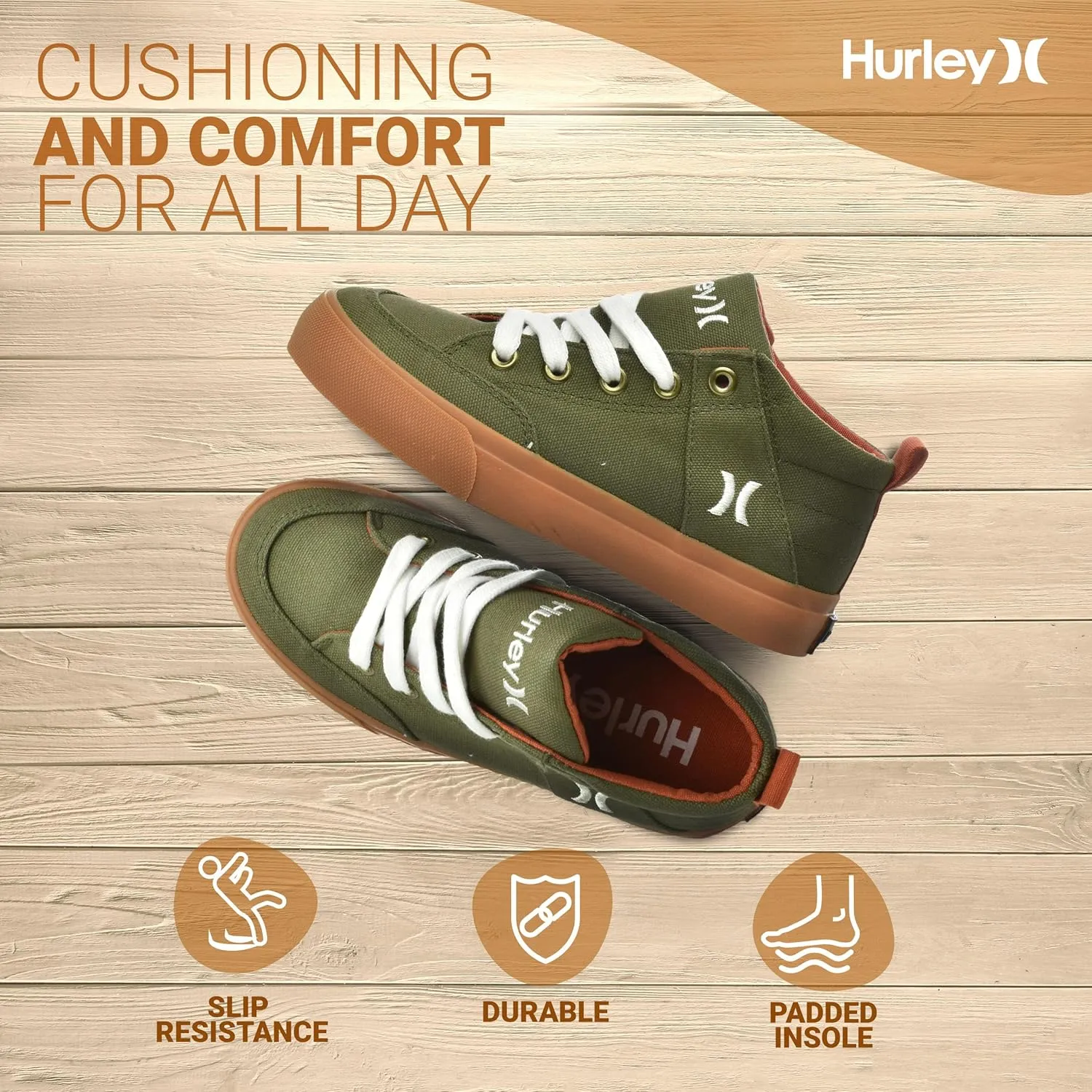 Hurley Roddy Kids High Top Skateboard Sneakers, Sports Shoes for Boys and Girls