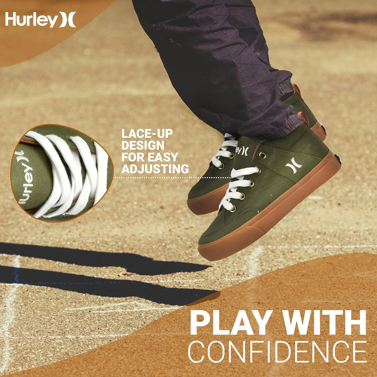 Hurley Roddy Kids High Top Skateboard Sneakers, Sports Shoes for Boys and Girls