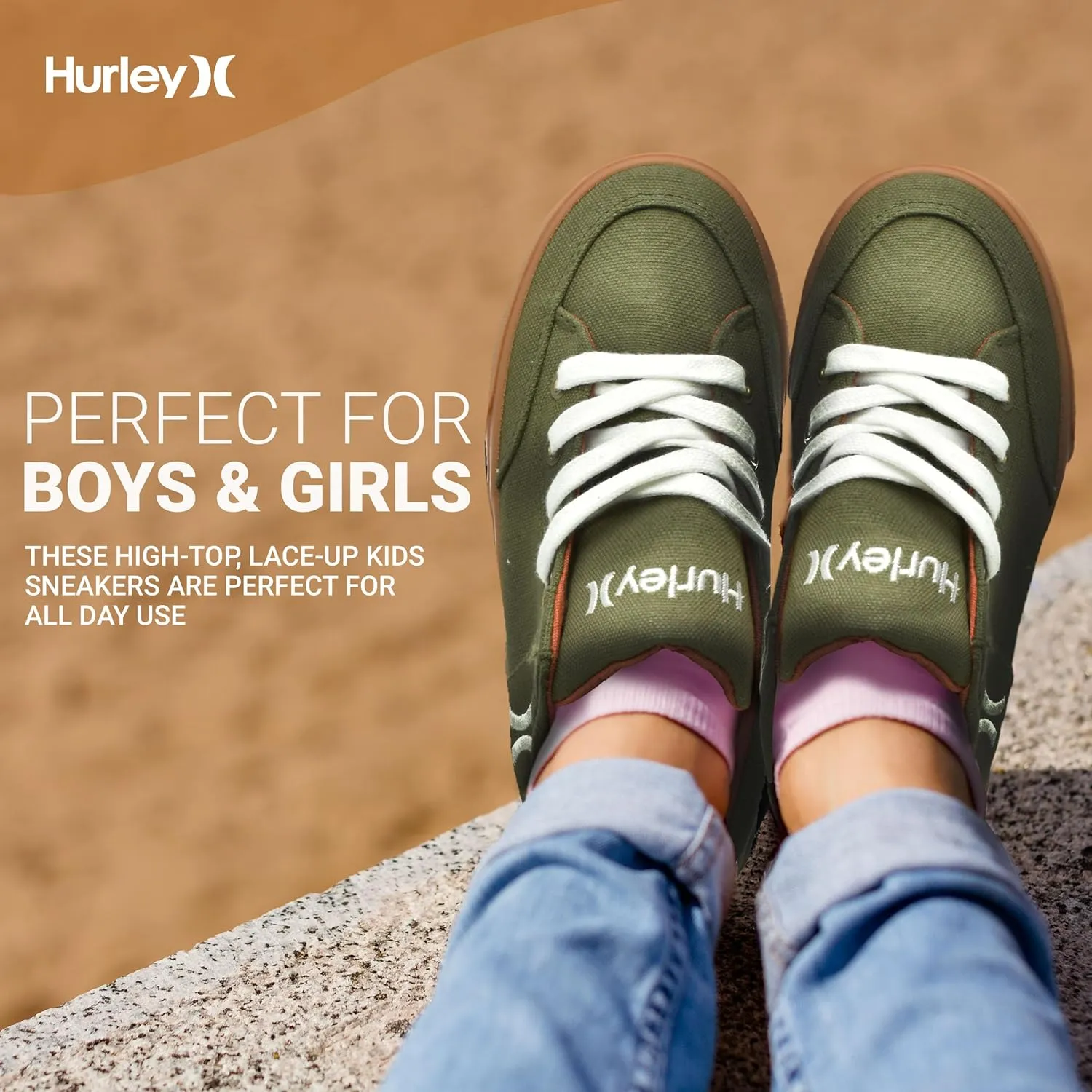 Hurley Roddy Kids High Top Skateboard Sneakers, Sports Shoes for Boys and Girls