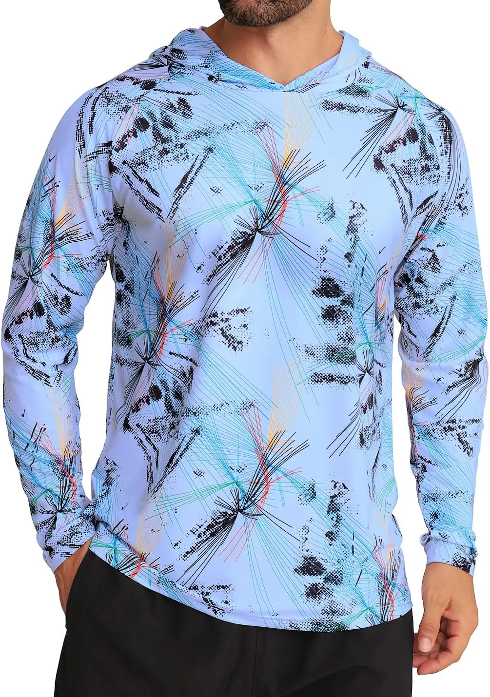 iCKER Men's UPF 50  Sun Protection Hoodie Shirt Rash Guard Long Sleeve Shirt UV Fishing Outdoor Hiking Swimming Running
