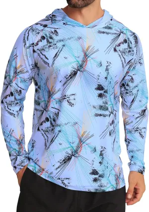 iCKER Men's UPF 50  Sun Protection Hoodie Shirt Rash Guard Long Sleeve Shirt UV Fishing Outdoor Hiking Swimming Running