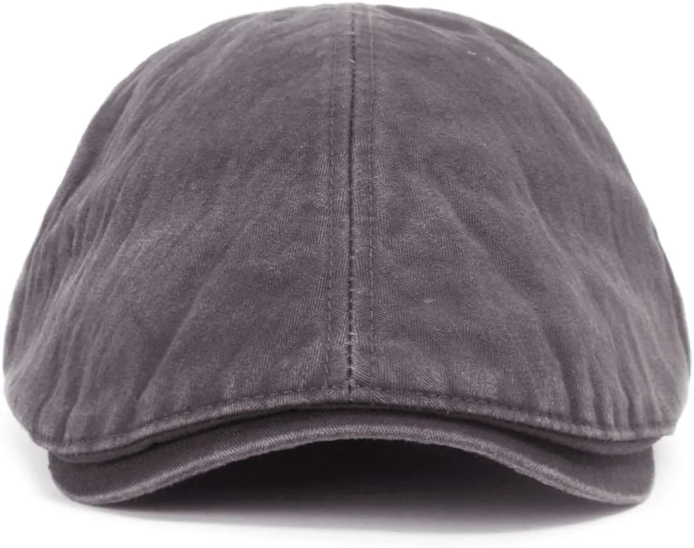 ililily Washed Cotton Flat Cap Cabbie Hat Gatsby Ivy Irish Hunting Newsboy Stretch Big Hat