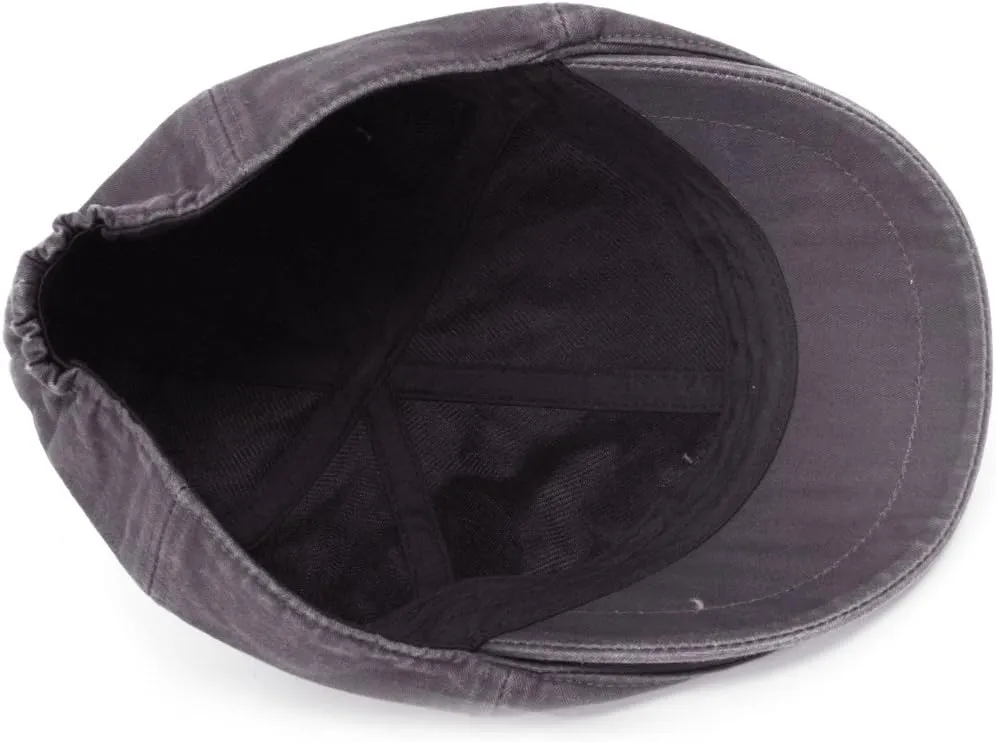 ililily Washed Cotton Flat Cap Cabbie Hat Gatsby Ivy Irish Hunting Newsboy Stretch Big Hat