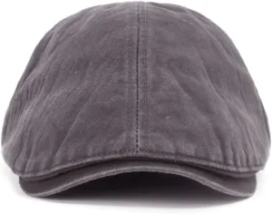 ililily Washed Cotton Flat Cap Cabbie Hat Gatsby Ivy Irish Hunting Newsboy Stretch Big Hat