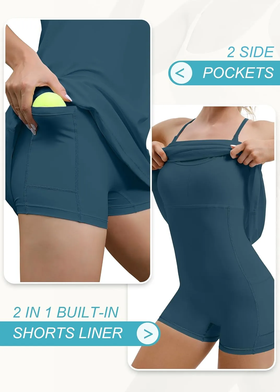 IUGA Tennis Dress for Women Athletic Golf Workout Dress with Built-in Shorts and Bra, Adjustable Straps & Pockets