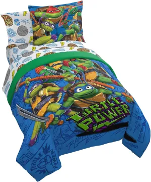 Jay Franco Nickelodeon Teenage Mutant Ninja Turtles Twin Comforter Set - 5 Piece Bedding Includes Sheet Set & Pillow Covers - Super Soft Mutant Mayhem Microfiber Bed Set