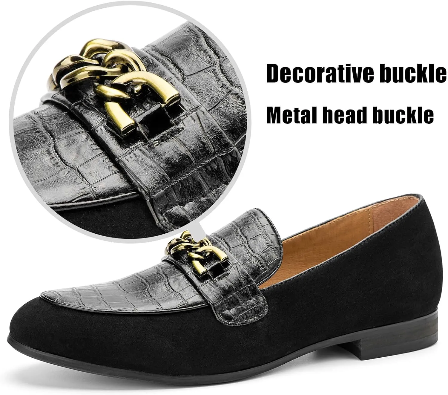 JITAI Mens Leather Shoes Pattern Printing Men's Dress Loafer Shoes Slip-on Casual Loafer Smoking Slipper