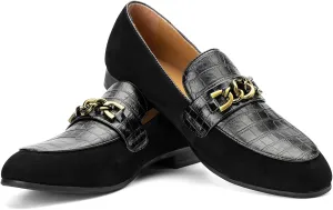 JITAI Mens Leather Shoes Pattern Printing Men's Dress Loafer Shoes Slip-on Casual Loafer Smoking Slipper