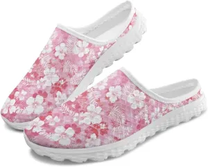 JoyLamoria Flower Pattern House Womens Shoes Mule Sport Sneakers Walking Backless Casual