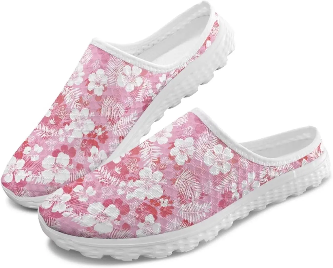JoyLamoria Flower Pattern House Womens Shoes Mule Sport Sneakers Walking Backless Casual