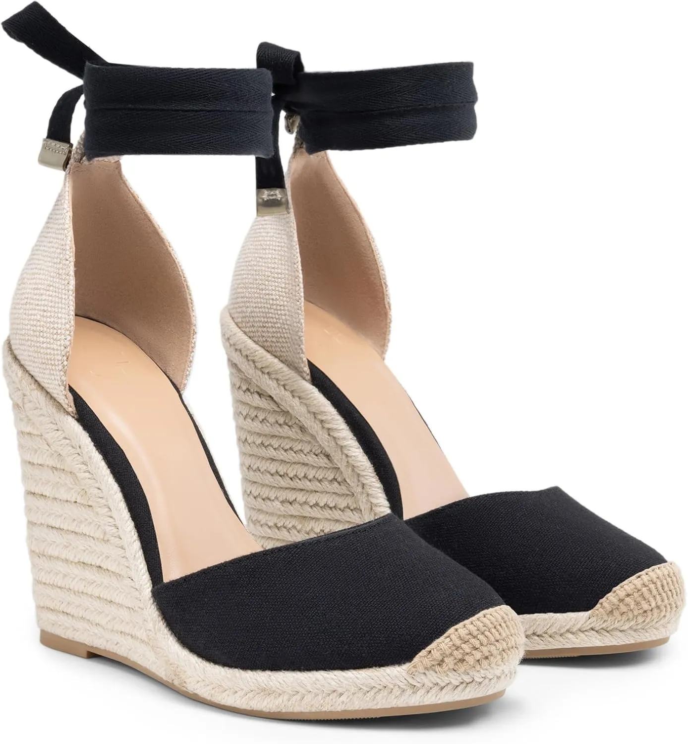 JustFab Wedge Sandals for Women Platform High Heels Summer Mule Open Toe Espadrille Wedges Slip on Comfortable Soft Arch Support Sandals
