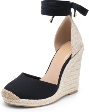 JustFab Wedge Sandals for Women Platform High Heels Summer Mule Open Toe Espadrille Wedges Slip on Comfortable Soft Arch Support Sandals