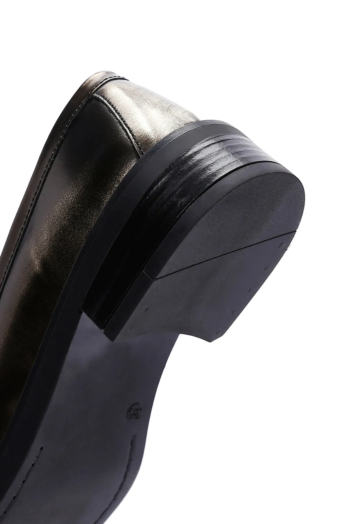 Kadın Altın Deri Casual Loafer