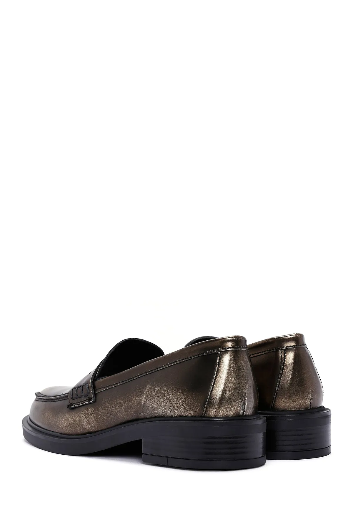 Kadın Altın Deri Casual Loafer