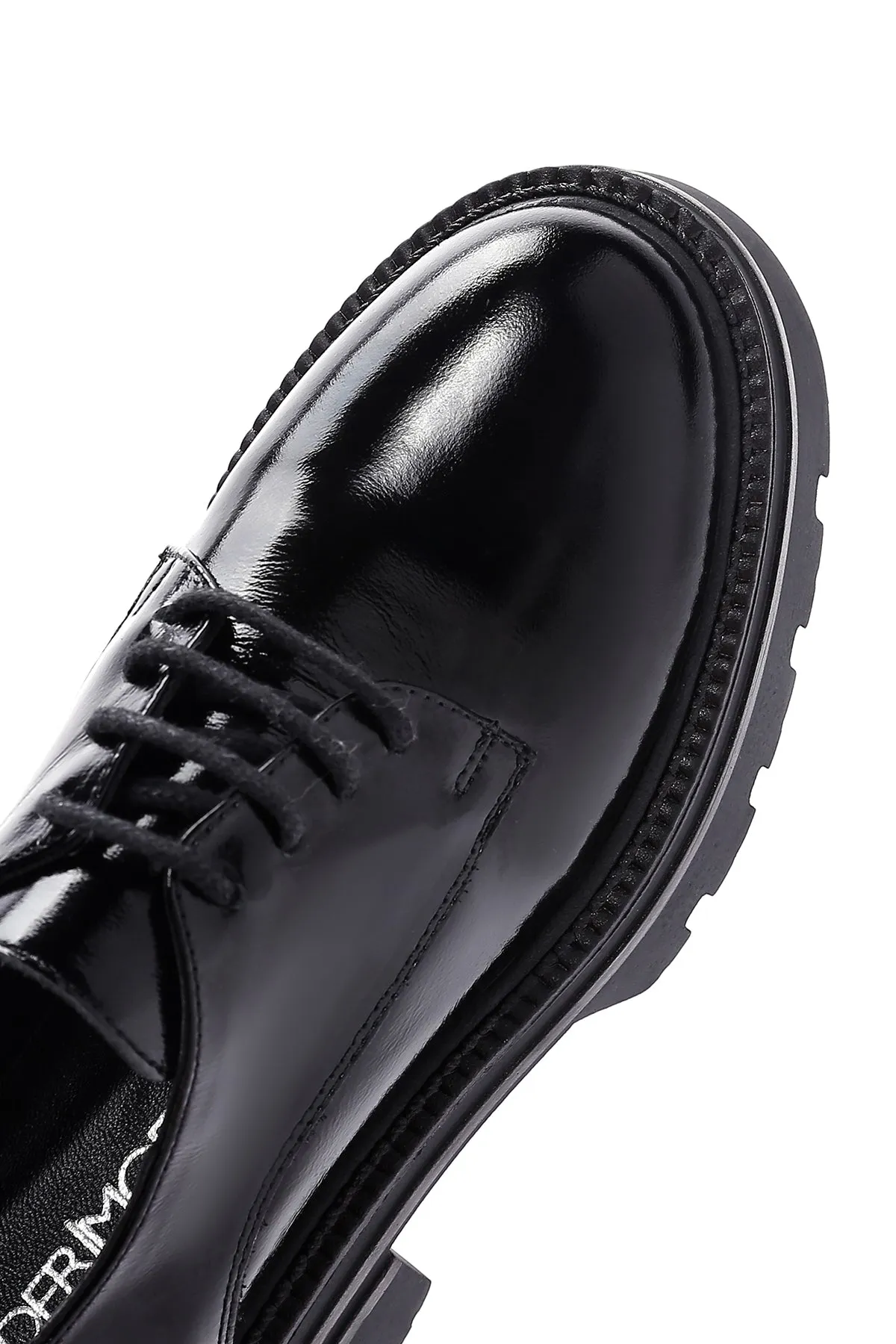 Kadın Siyah Rugan Deri Maskülen Loafer