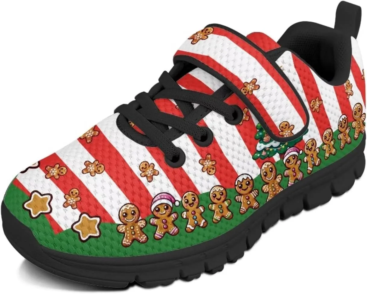 Kids Christmas Shoes Comfortable Breathable Hook and Loops Strap Athletic Running Shoes for Litter Kids Lightweight Non-Slip Outdoor School Sport Sneaker for Big Kids US 11-15
