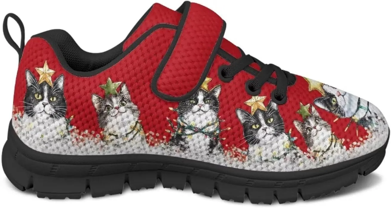 Kids Christmas Shoes Comfortable Breathable Hook and Loops Strap Athletic Running Shoes for Litter Kids Lightweight Non-Slip Outdoor School Sport Sneaker for Big Kids US 11-15