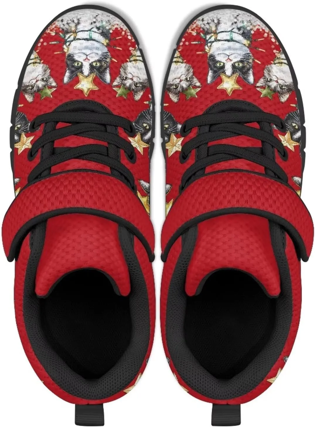 Kids Christmas Shoes Comfortable Breathable Hook and Loops Strap Athletic Running Shoes for Litter Kids Lightweight Non-Slip Outdoor School Sport Sneaker for Big Kids US 11-15