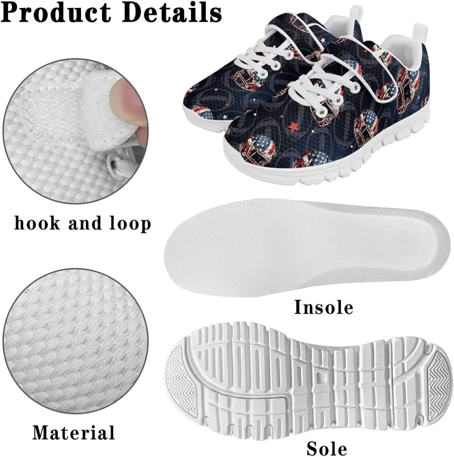 Kids Shoes Comfortable Athletic Running Breathable Hook and Loops Shoes for Litter Kids Non-Slip School Sport Sneaker for Boys Girls US 11-15