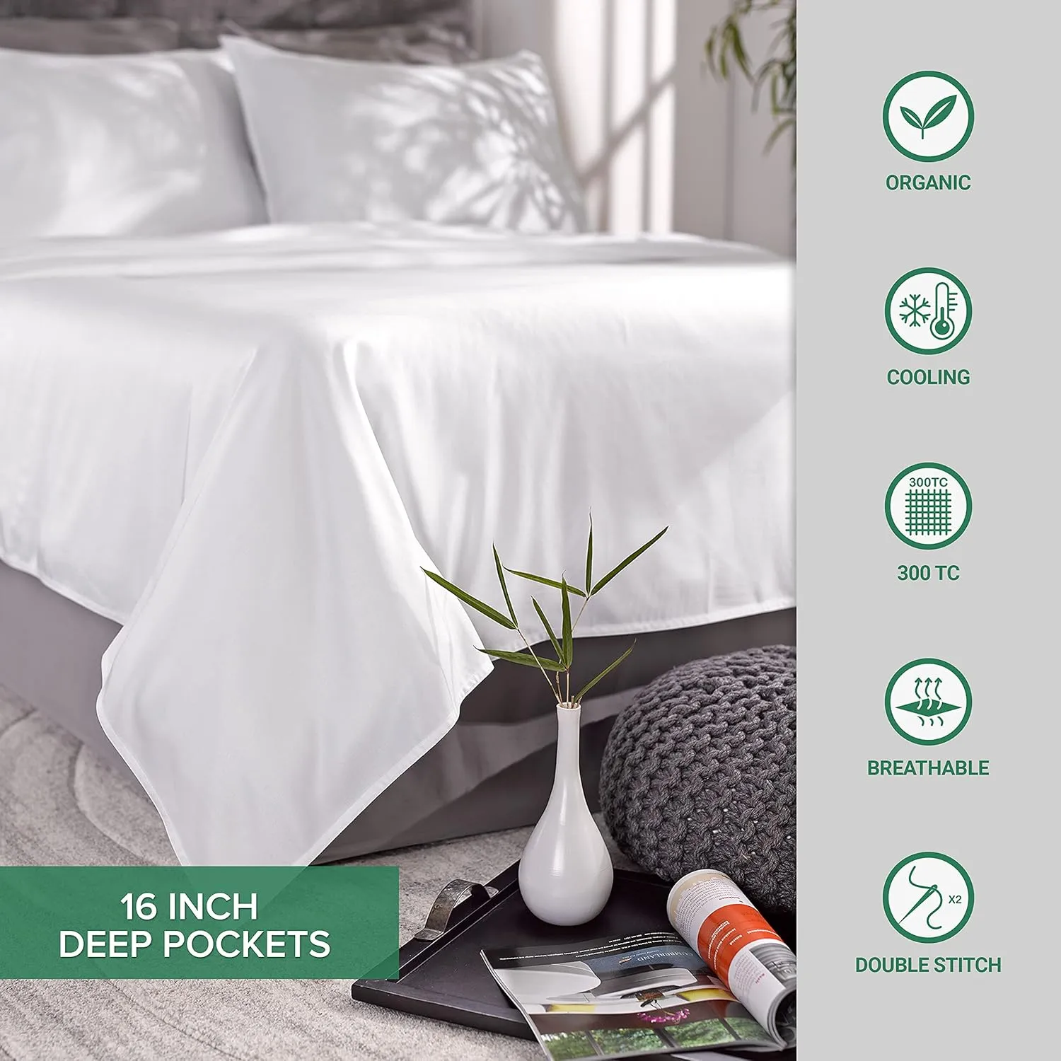King Sheets by Pure Bamboo, Genuine 100% Organic Viscose Derived from Bamboo Bed Sheet Set, Luxuriously Soft & Cooling, Double Stitching, Lifetime Quality Promise (King, Black)
