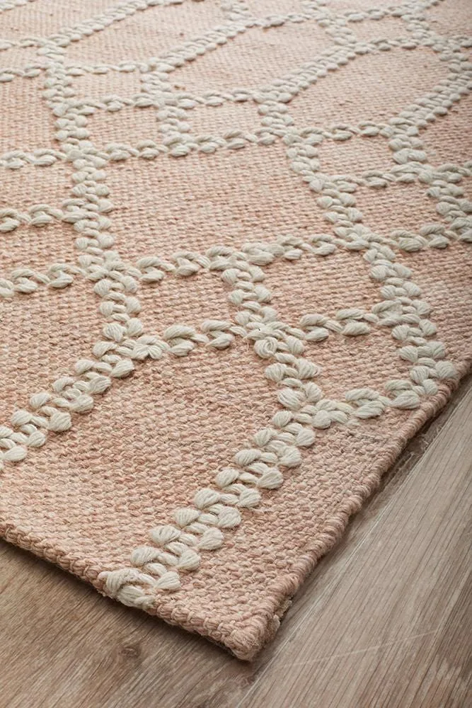 Krisha Tribal Trellis Rug Nude Soft Pink