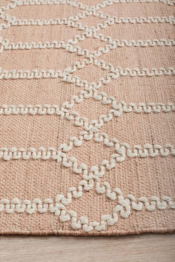 Krisha Tribal Trellis Rug Nude Soft Pink