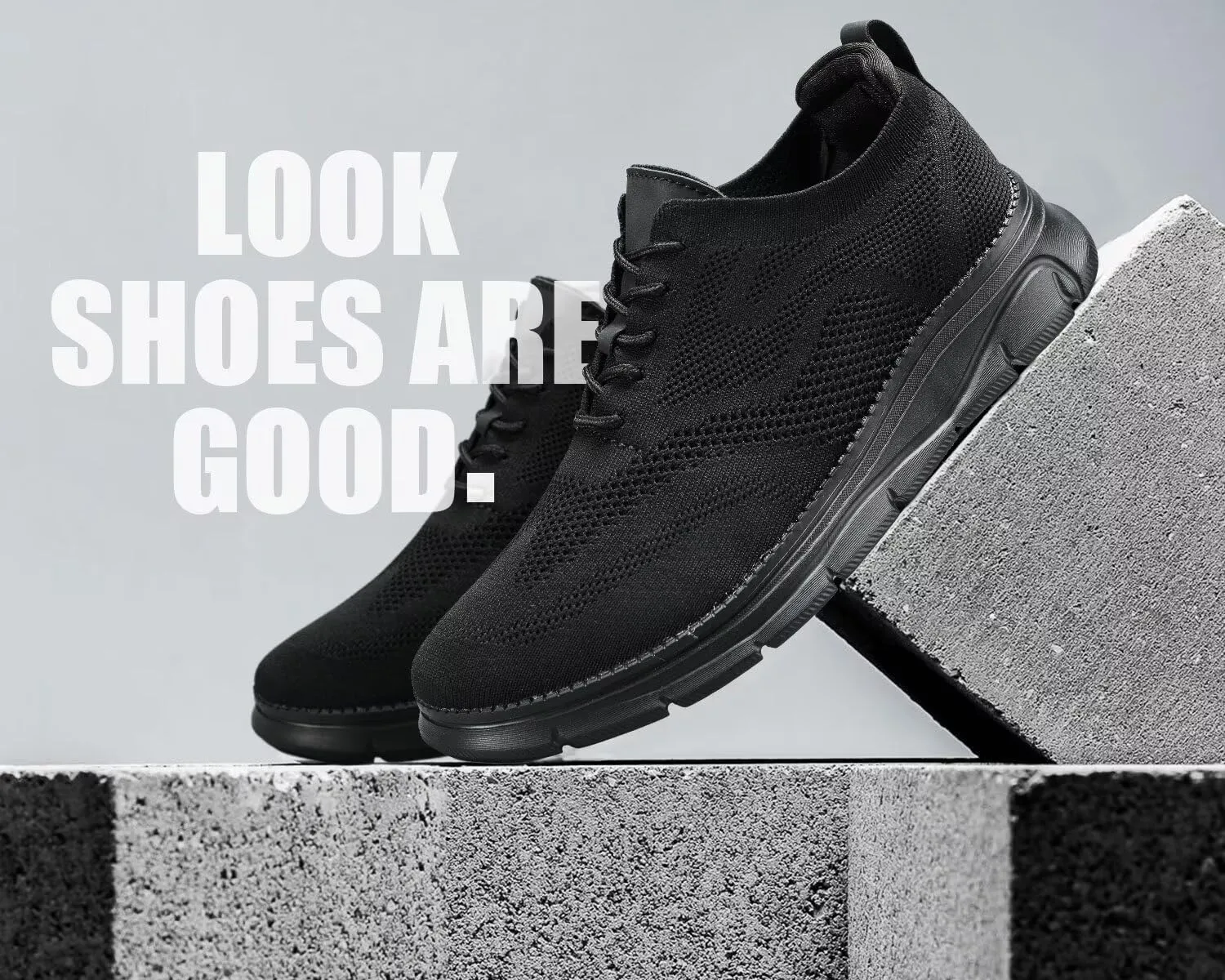 Kundork Men's Casual Dress Shoes Comfort Walking Shoes Mesh Knit Lightweight Breathable Sneakers