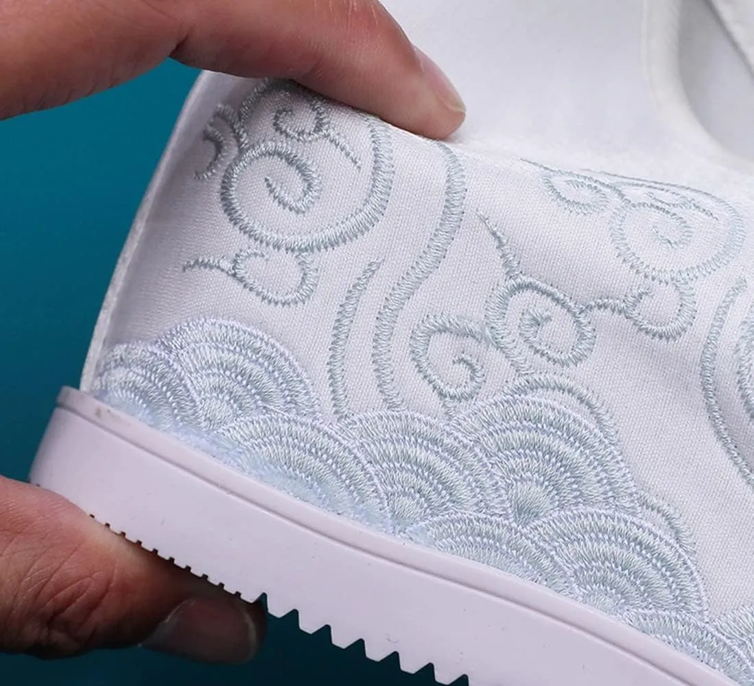 Ladies Hanfu Shoes Embroidered Chinese Traditional Style Flat Shoes Vintage Handmade Flower Embroidery Shoes for Women