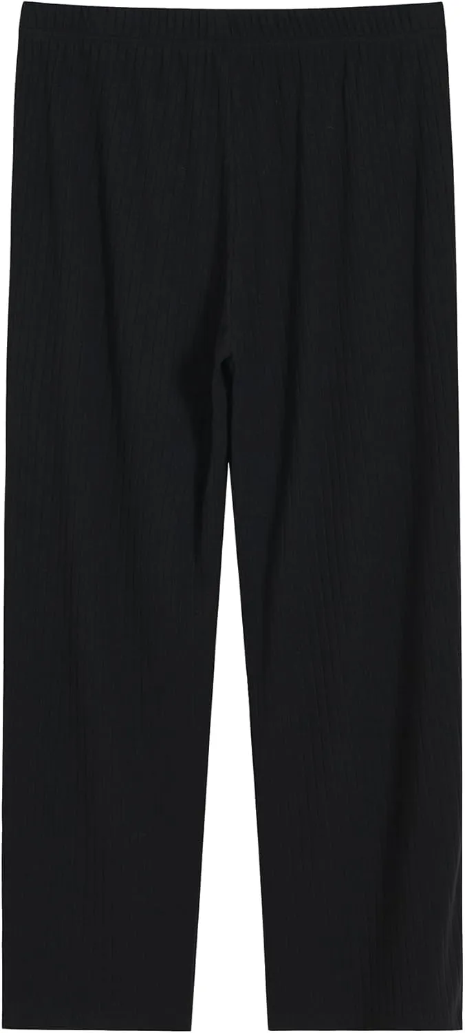 Latuza Women's Ribbed Lounge Pj Pants Soft Knit Pajama Bottoms with Pockets