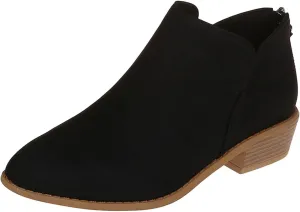 Leather Ankle Boots for Women Ankle Boots for Women Low Heel Zipper Pointed Toe Short Boot Comfy Casual Walking Shoes