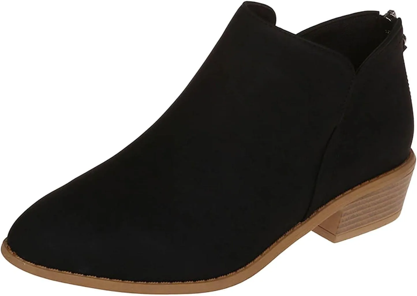 Leather Ankle Boots for Women Ankle Boots for Women Low Heel Zipper Pointed Toe Short Boot Comfy Casual Walking Shoes