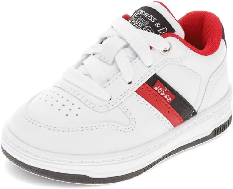 Levi's Toddler Drive Lo Synthetic Leather Casual Lowtop Sneaker Shoe, White/Black/Red, 6 M