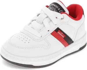 Levi's Toddler Drive Lo Synthetic Leather Casual Lowtop Sneaker Shoe, White/Black/Red, 6 M