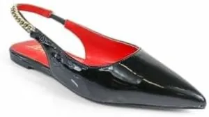 Liliana Women's Pointed Toe Chain Accent Slingback Flat