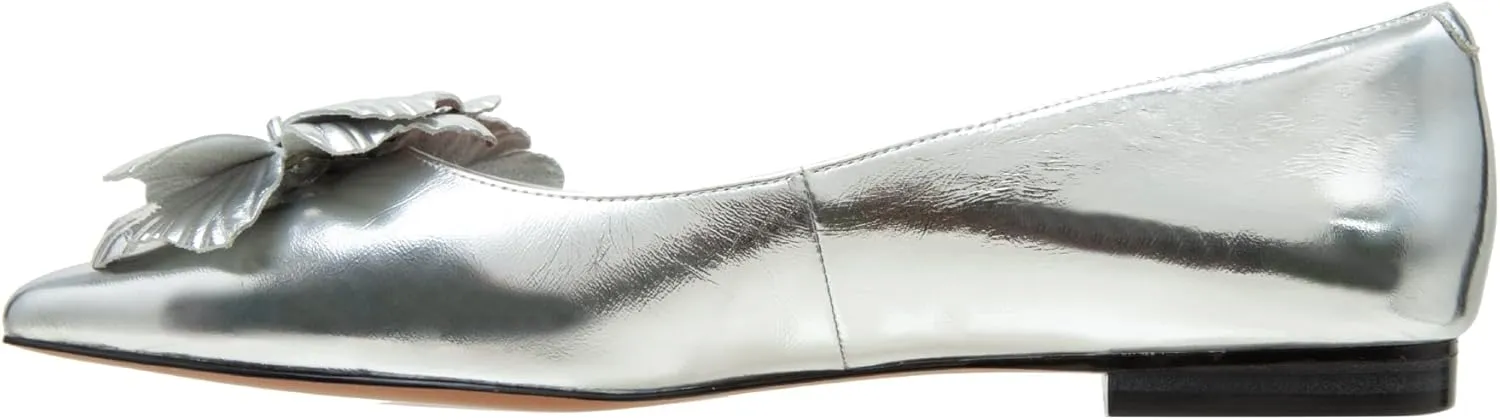 Linea Paolo - Nerine - Womens Leather Skimmer Flats with Floral Ornament