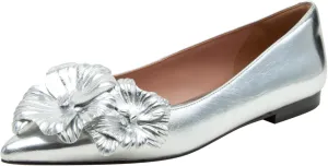 Linea Paolo - Nerine - Womens Leather Skimmer Flats with Floral Ornament