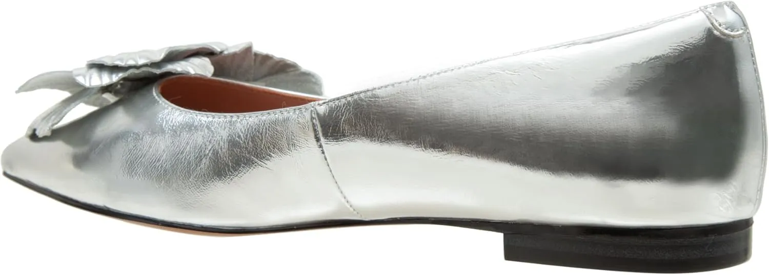 Linea Paolo - Nerine - Womens Leather Skimmer Flats with Floral Ornament