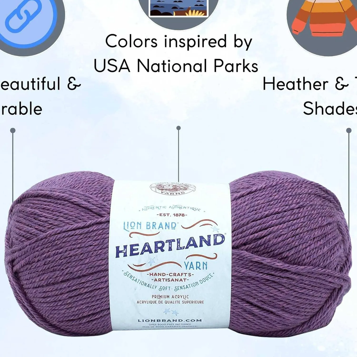 Lion Brand Heartland Kobuk Valley 136-143 (3-Skeins - Same Dye Lot) Worsted Medium #4 Acrylic Yarn for Crocheting and Knitting with Project Bag