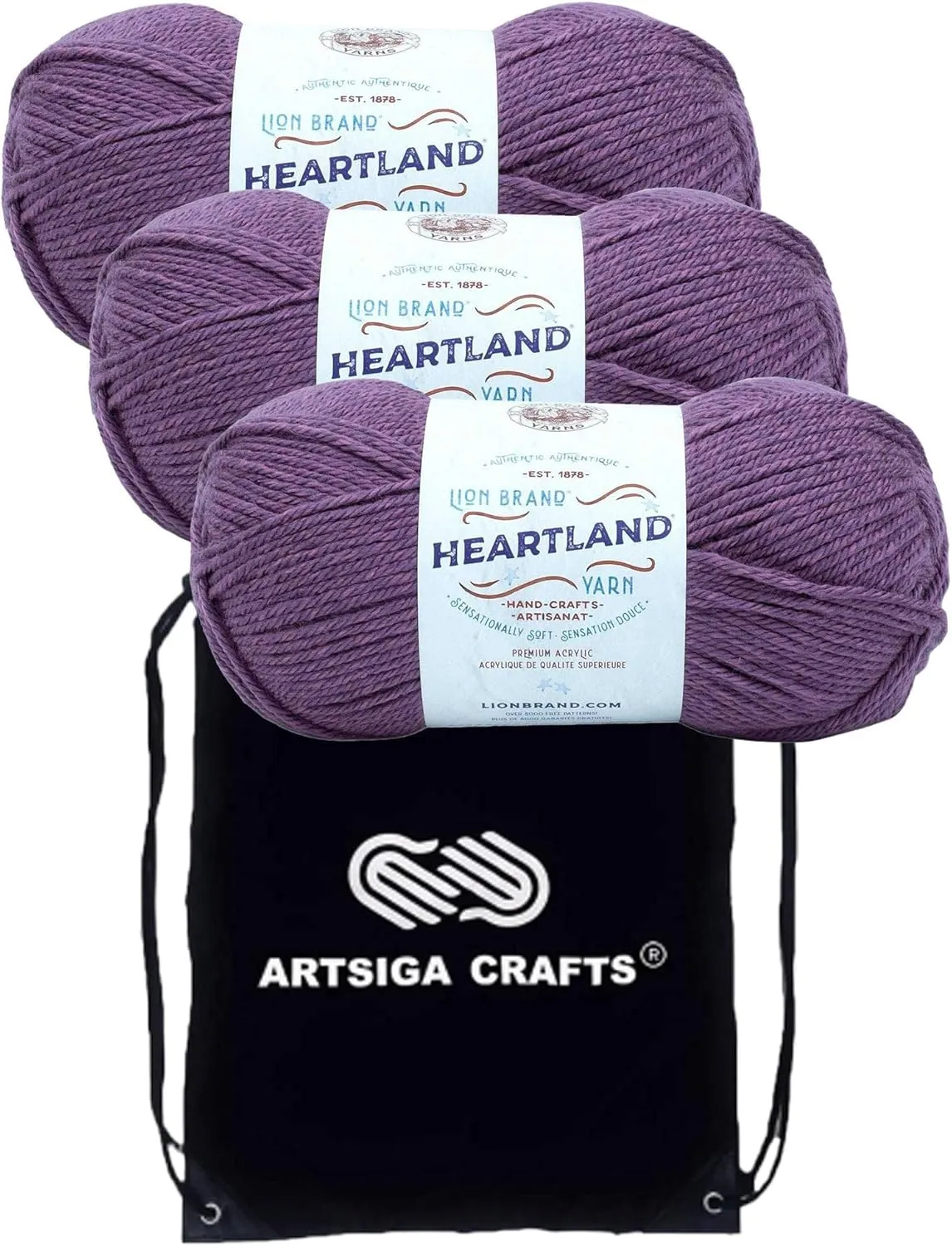 Lion Brand Heartland Kobuk Valley 136-143 (3-Skeins - Same Dye Lot) Worsted Medium #4 Acrylic Yarn for Crocheting and Knitting with Project Bag