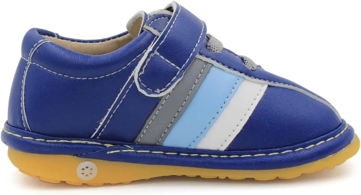 Little Mae's Boutique Sneaker Squeaky Shoes for Toddler Boys, Ideal Toddler Walking Shoes with Removable Squeaker and Adjustable Strap - Flexible Sole Baby Shoes