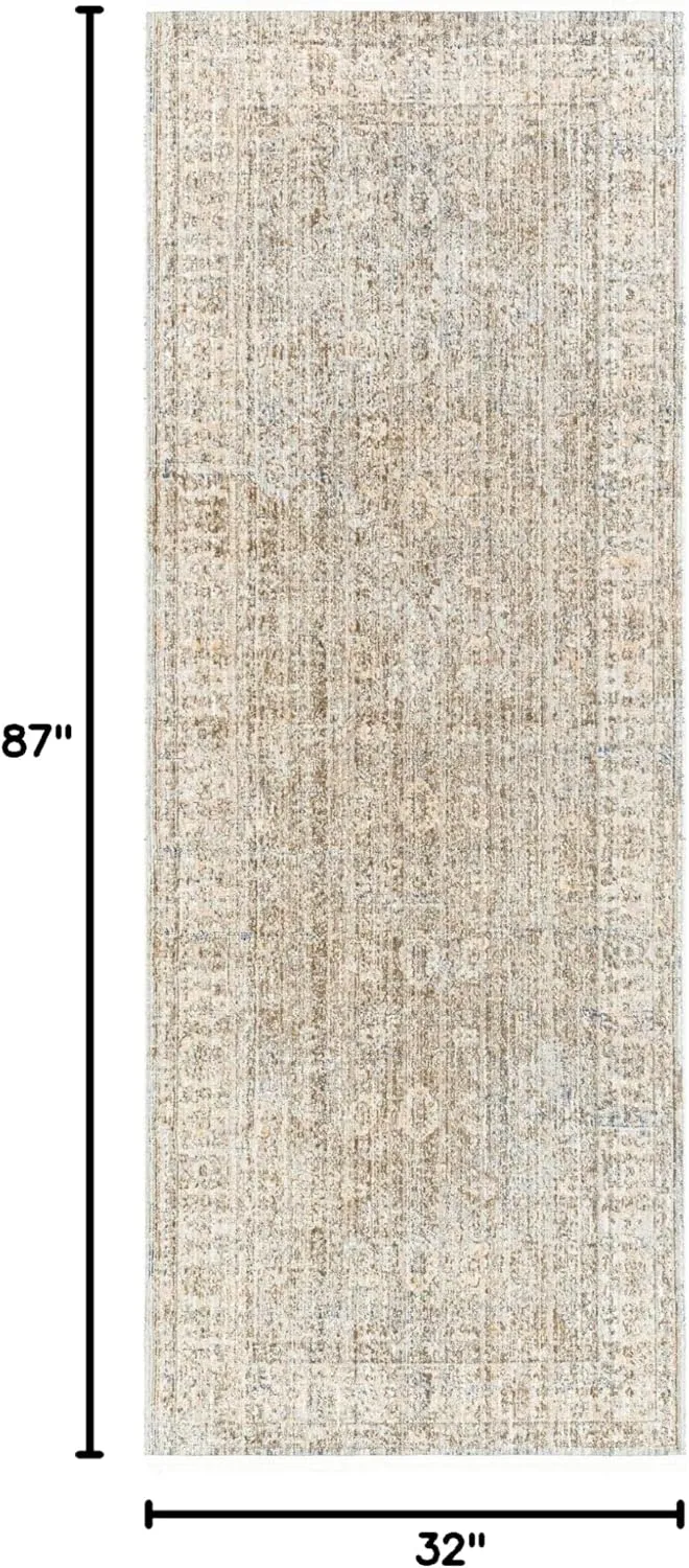 Livabliss x Becki Owens Margaret Vintage Washable Outdoor Runner Area Rug, 2'7" x 7'3", Gray, (7' and under)