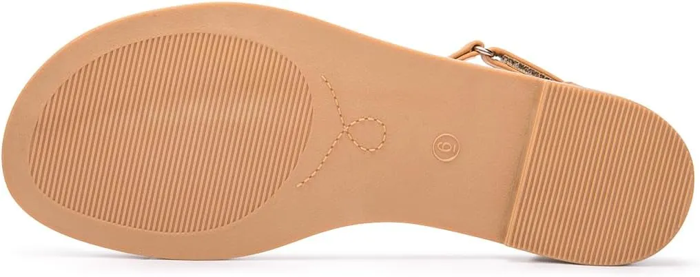 LM Women's Flat Sandals Open Toe One Band Ankle Strap Sandals Casual Summer Flat Sandals