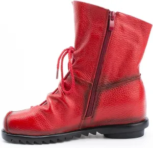 Loafers For Women Genuine Leather Women’s Flat Booties Soft Cowhide Ankle Boots with Side Zip Closure