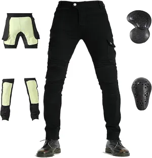 LOMENG Motorcycle Riding Pants Motorbike Motocross Cycling Jeans Safety CE Knee Hip Removable Armored All Seasons for Men