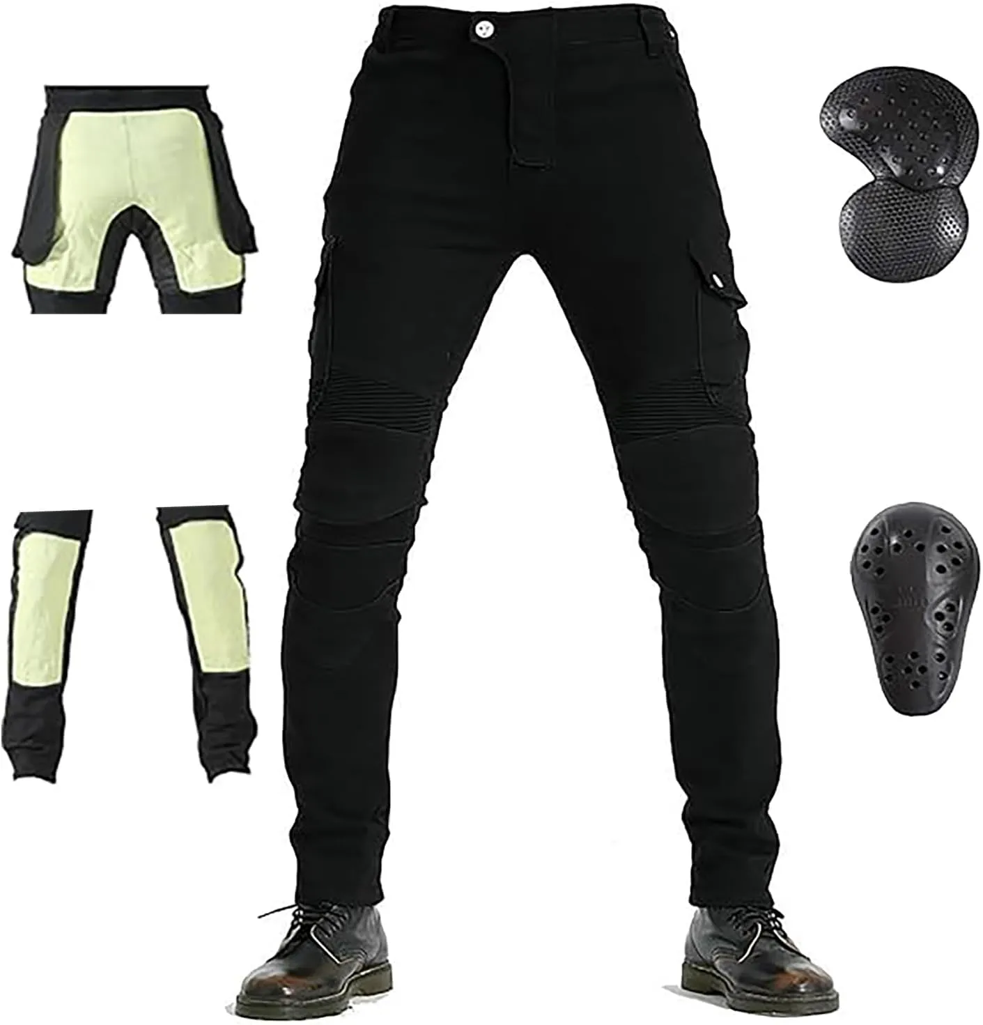 LOMENG Motorcycle Riding Pants Motorbike Motocross Cycling Jeans Safety CE Knee Hip Removable Armored All Seasons for Men