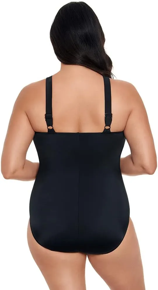 Longitude Women's Swimwear Crossover Draped Tank Soft Cup One Piece Swimsuit