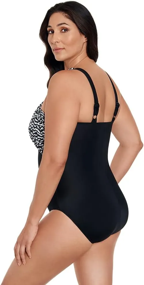 Longitude Women's Swimwear Crossover Draped Tank Soft Cup One Piece Swimsuit